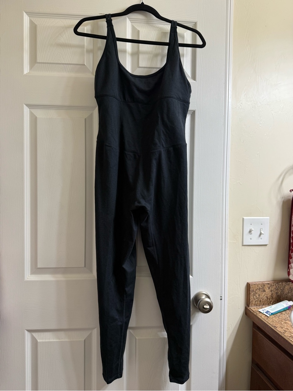 P'tula Black Full-Length Scoop-Neck Jumpsuit Leggings